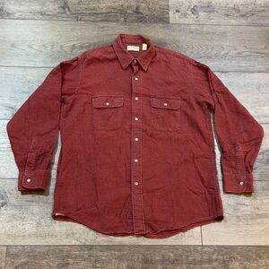 Vintage 90s L.L. Bean Red Black Small Plaid Long Sleeve Made in USA Men's Large